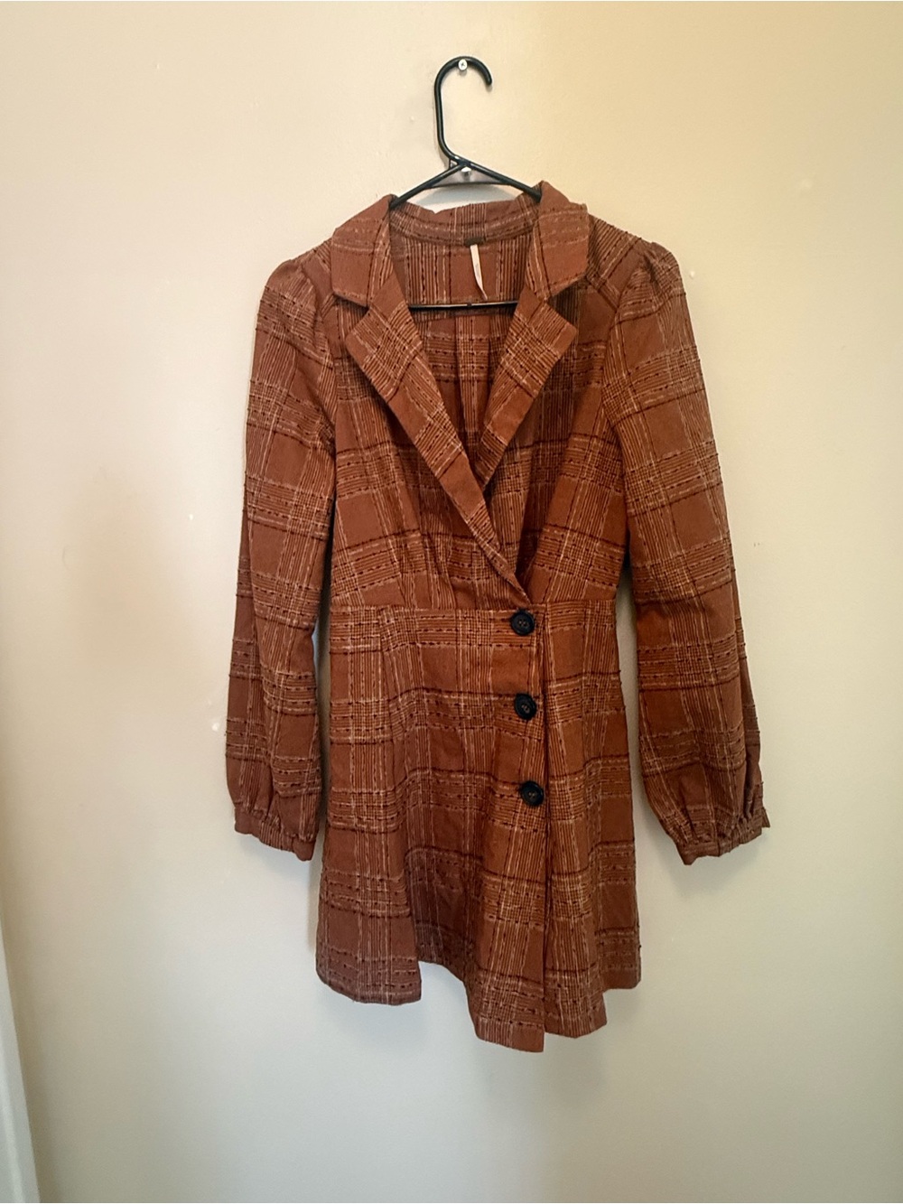 Free People Rust Plaid Single-Breasted Blazer/ Dress